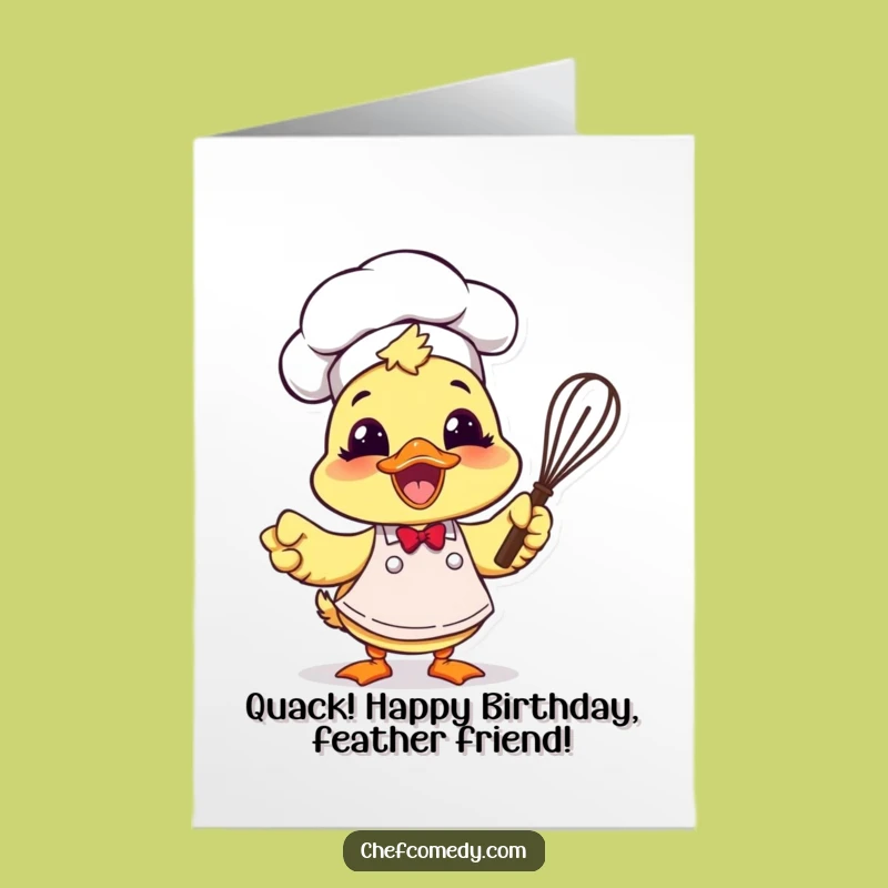 Free Printable Duck Chef Birthday Card: Funny Downloadable Gift for Chefs