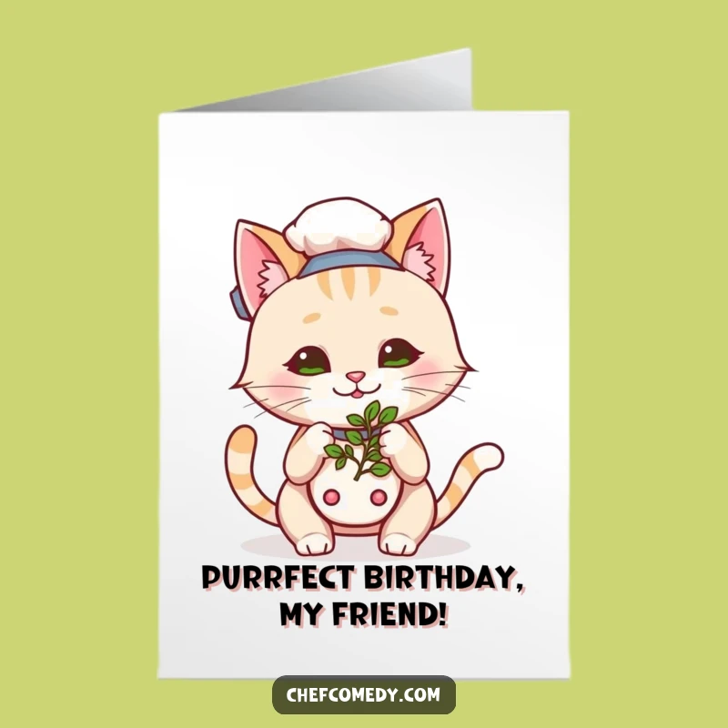 Free Printable Kawaii Cat Chef Birthday Card - Sniffing Out Fun!