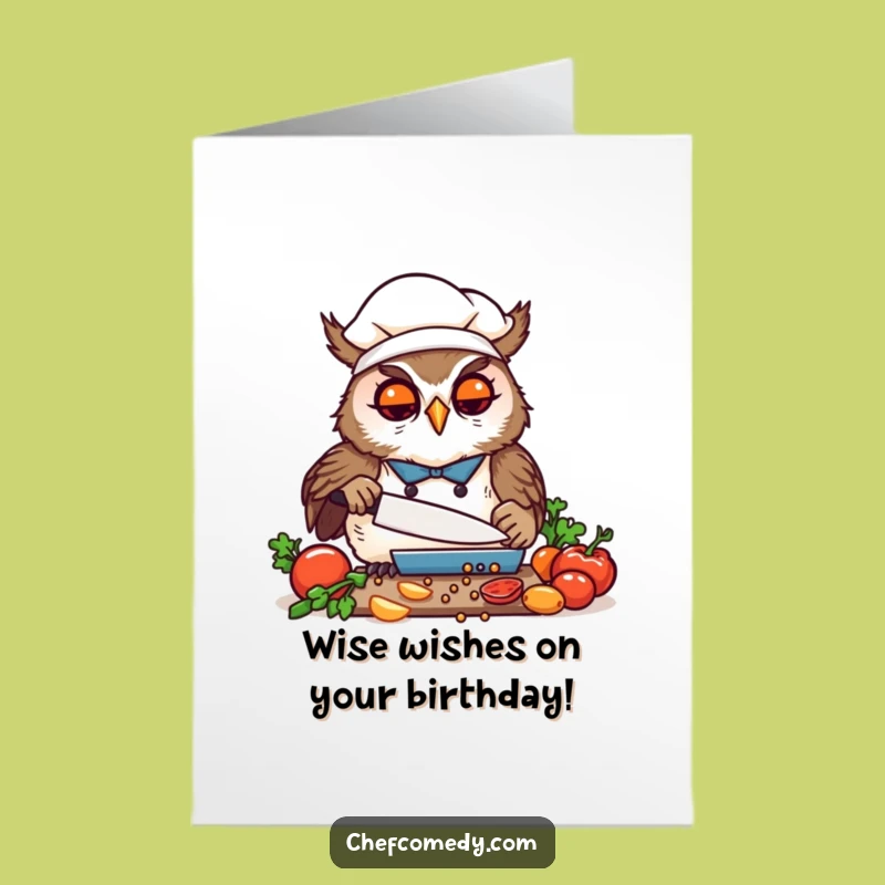 Free Printable Kawaii Owl Chef Birthday Card - Chopping Up Joy!