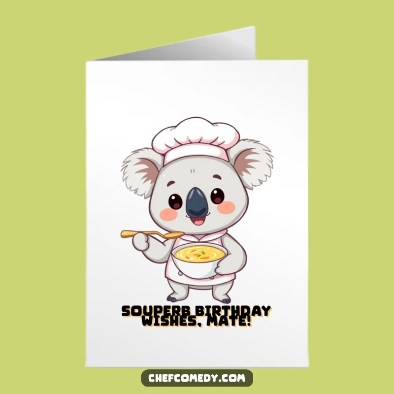 Funny Koala Chef Birthday Card Free Printable: Adorable Animal Chef Downloadable Gift