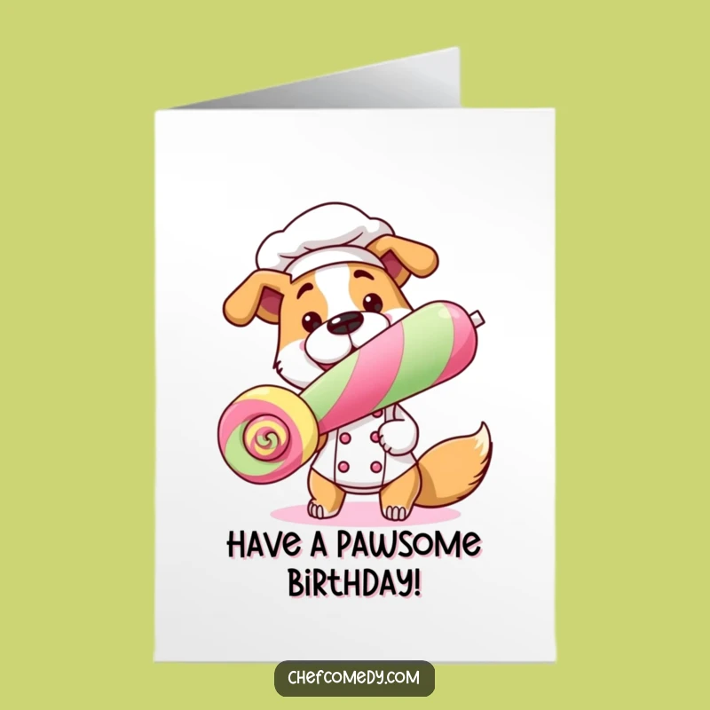 Free Printable Dog Chef Birthday Card: Funny Downloadable Gift for Sweet Celebrations