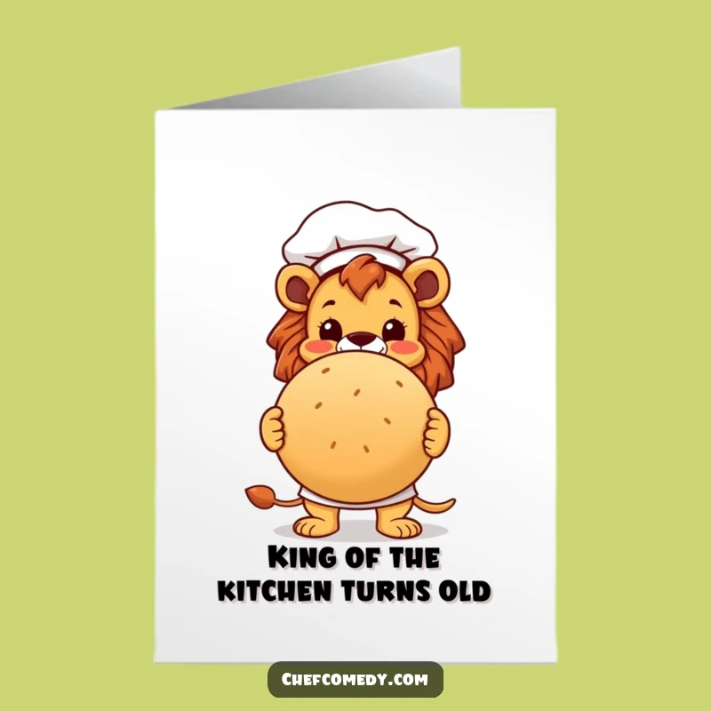 Free Printable Birthday Card Laugh: Lion Chef Bread, Funny Downloadable Gift