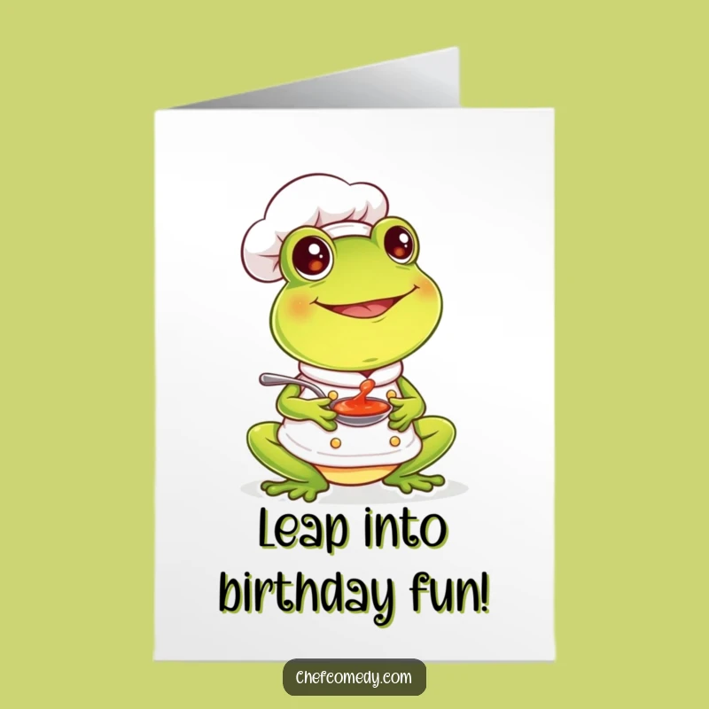 Free Printable Frog Chef Birthday Card: Funny Downloadable Gift for Food Lovers