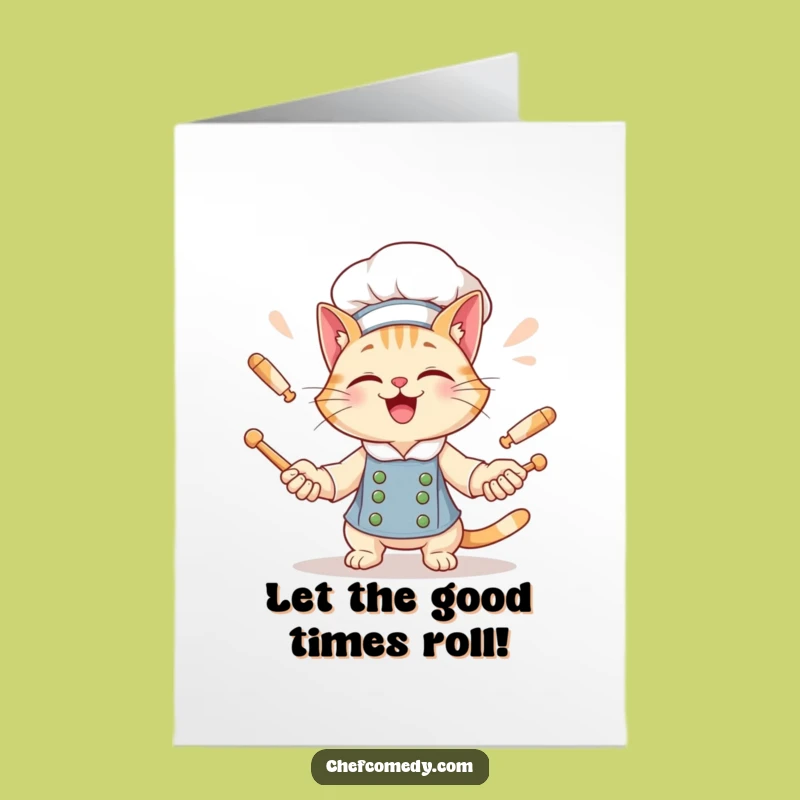 Free Printable Cat Chef Birthday Card: Hilarious Downloadable Gift for Juggling Fun!