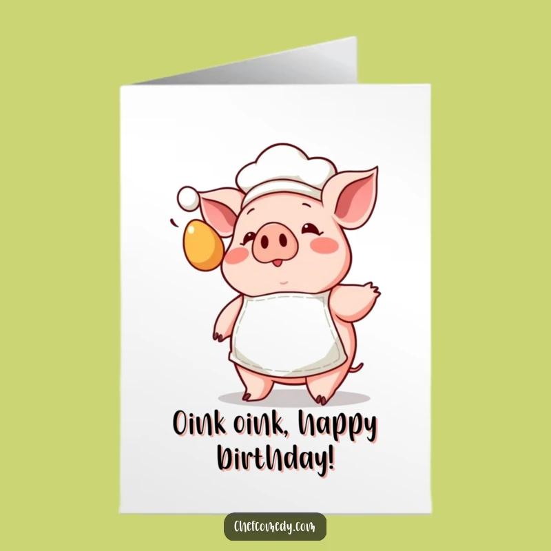 Free Printable Pig Chef Birthday Card: Egg Surprise Fun, Perfect Hilarious Downloadable Gift