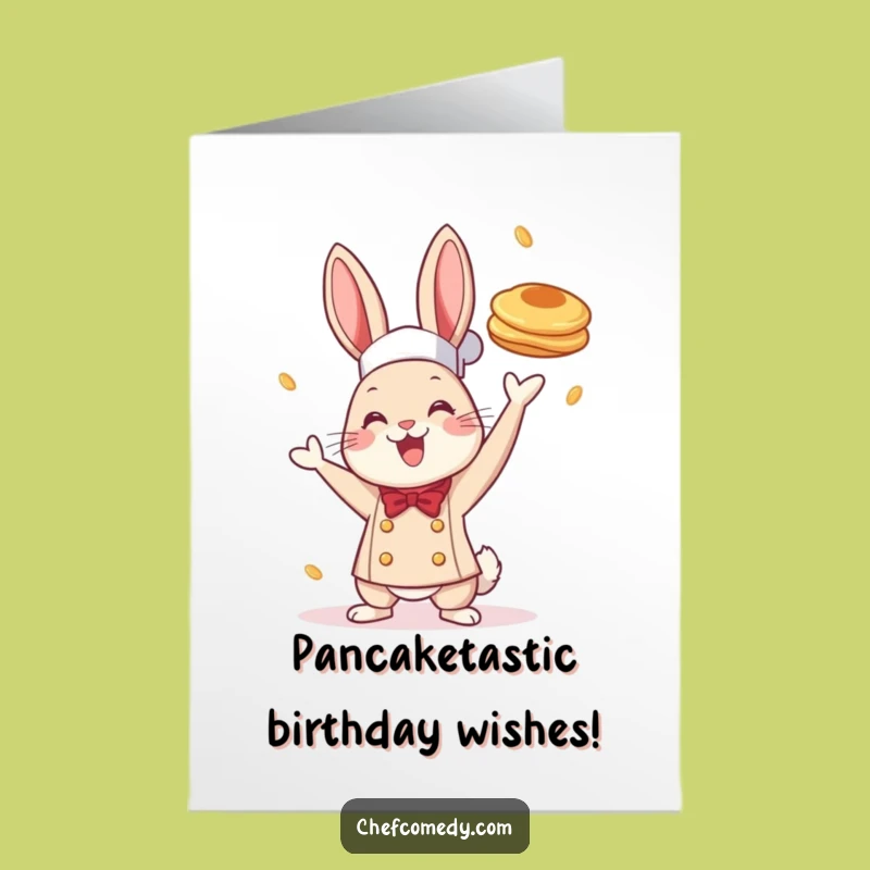 Free Printable Rabbit Chef Pancake Birthday Card - Funny Downloadable Breakfast Gift