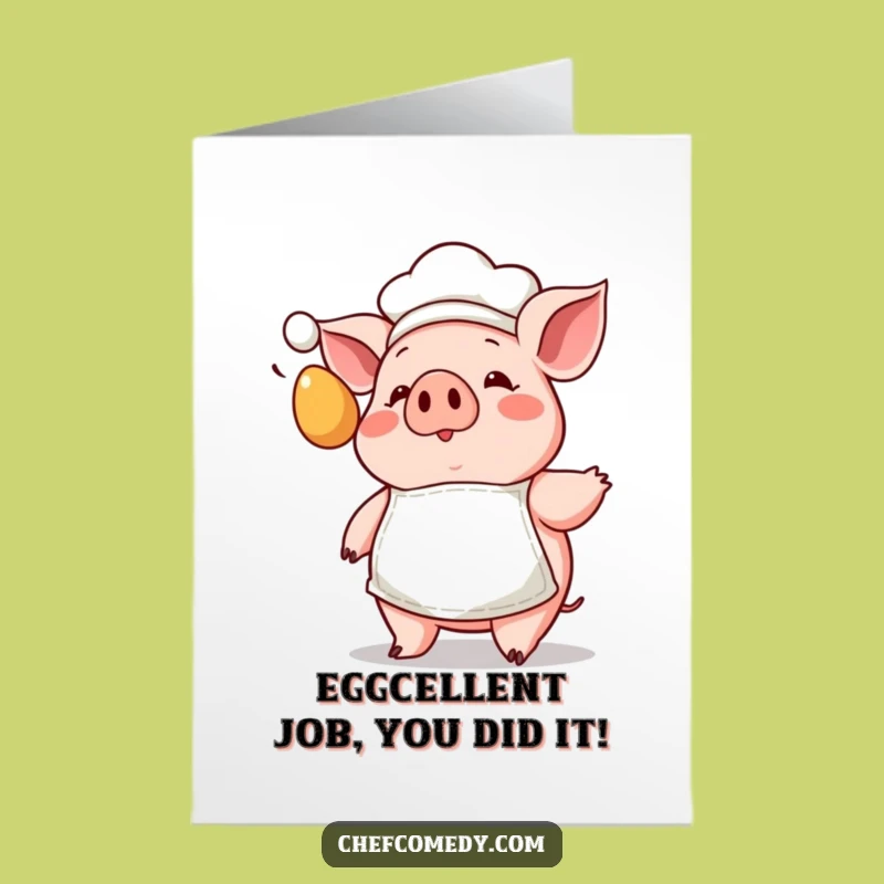 Free Printable Pig Chef Congrats Card: Egg-citing News, Hilarious Downloadable Gift