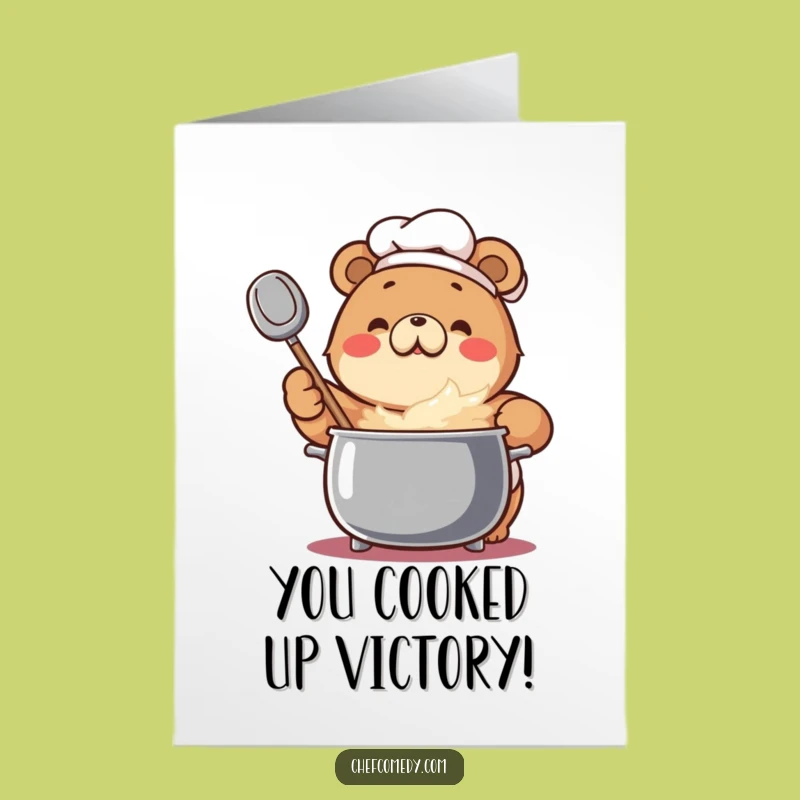 Free Printable Bear Chef Congrats Card: Humorous Downloadable Gift for Big Achievements!