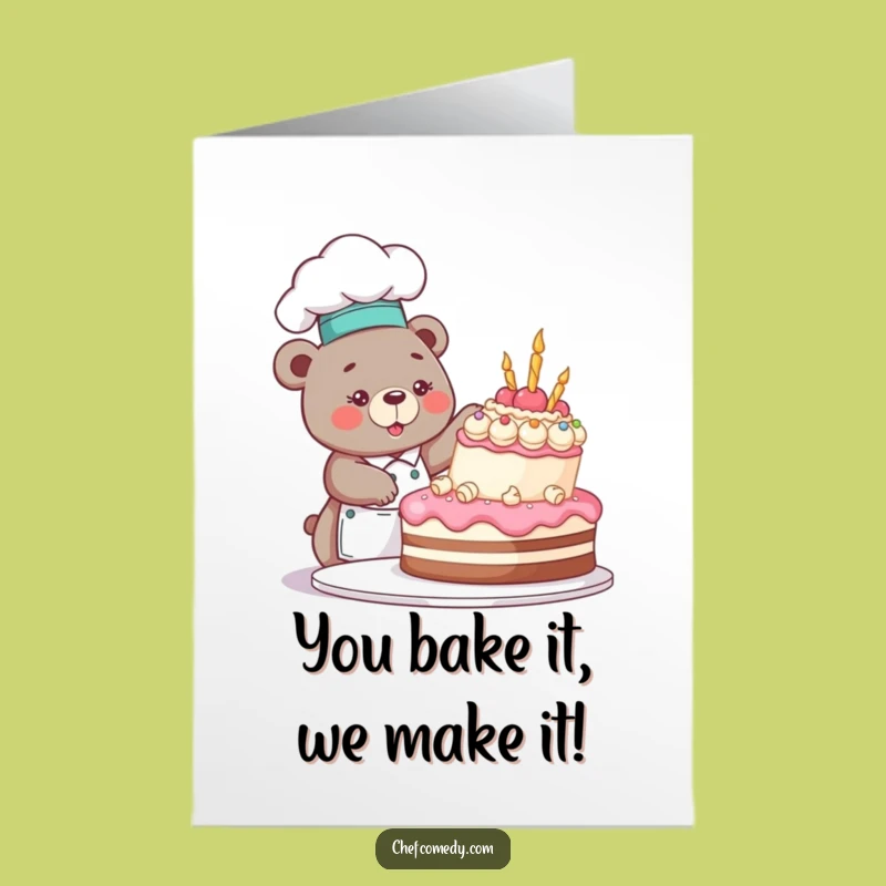Free Printable Bear Chef Congratulations Card: Funny Downloadable Gift For Big Wins