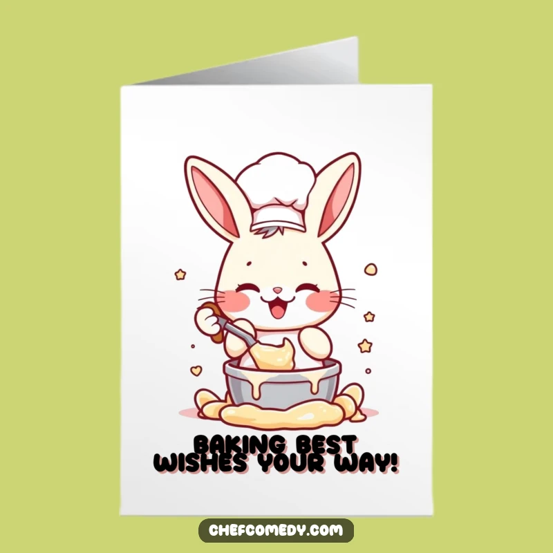 Free Printable Congrats Card: Rabbit Chef Baking, Downloadable Celebration Humor