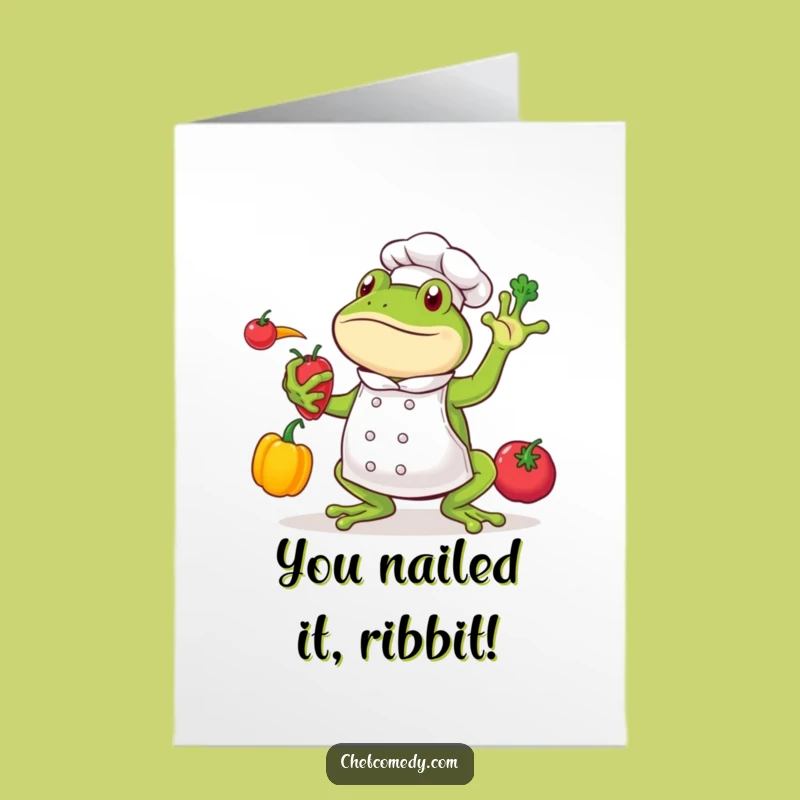 Free Printable Frog Chef Congrats Card: Funny Downloadable Gift For Triumphant Moments