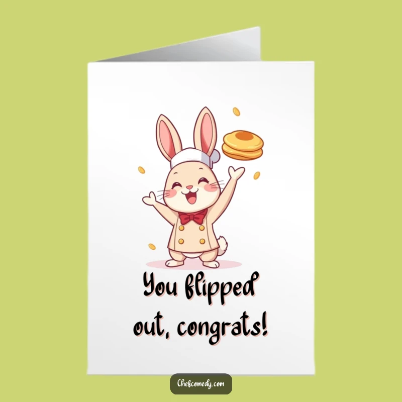 Free Printable Rabbit Chef Pancake Congrats Card - Funny Downloadable Culinary Gift