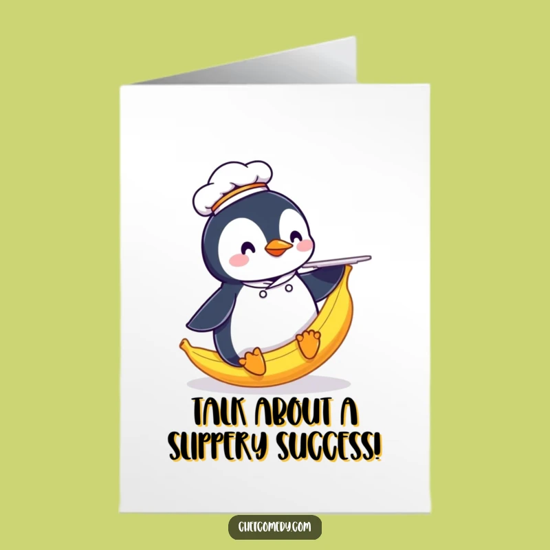 Free Printable Penguin Chef Congrats Card: Slipping Animal Downloadable Gift