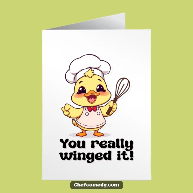 Free Printable Duck Chef Congrats Card: Funny Downloadable Gift for Big Wins