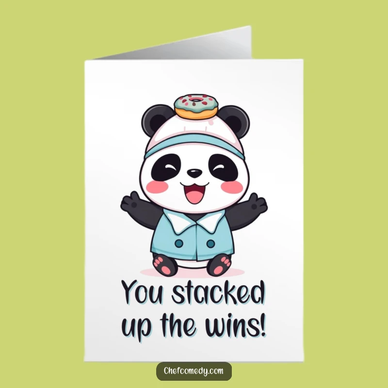 Free Printable Panda Chef Congrats Card: Funny Downloadable Gift for Sweet Success