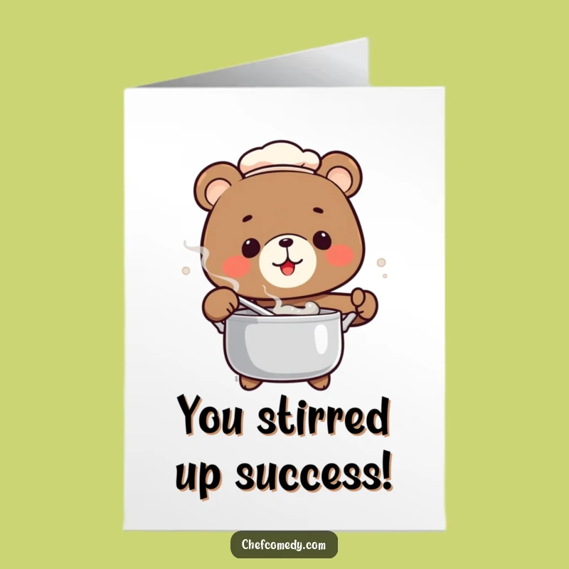 Free Printable Bear Chef Congratulations Card: Funny Downloadable Gift of Success