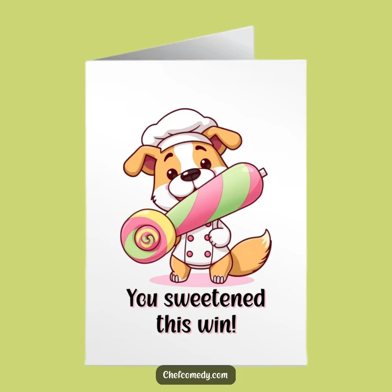 Free Printable Dog Chef Congratulations Card: Funny Downloadable Gift for Sweet Victories