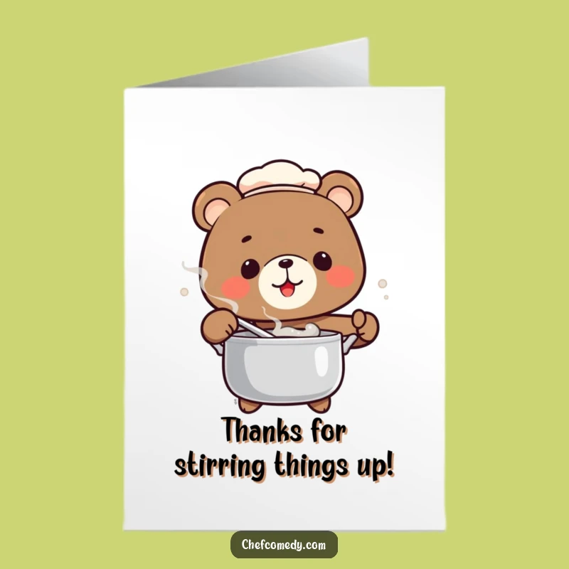 Free Printable Bear Chef Thank You Card: Funny Downloadable Gift of Gratitude