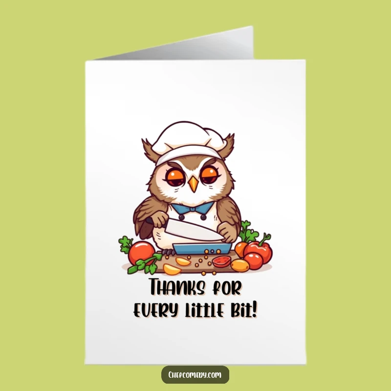 Free Printable Kawaii Owl Chef Thank You Card - Gratitude, Perfectly Diced!