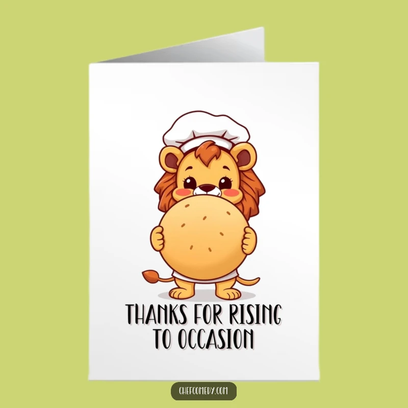 Free Printable Thank You Card: Lion Chef Bread Gratitude, Funny Downloadable Gift
