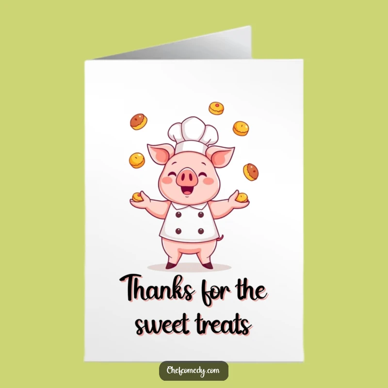 Free Printable Thank You Card: Pig Chef Thanks! Sweet Downloadable Gift.