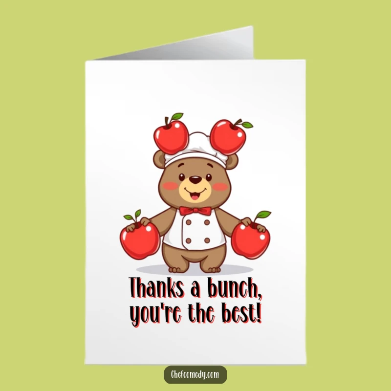 Free Printable Funny Bear Chef Thank You Card - Juggling Apples Gift