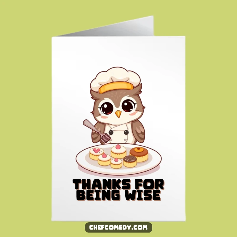 Free Printable Owl Chef Thank You Card - Grateful Downloadable