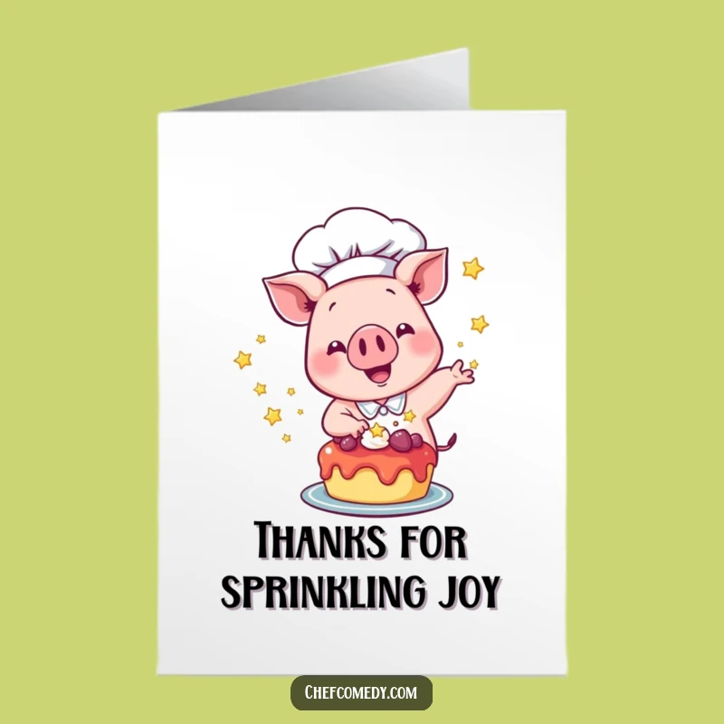 Pig Chef Thank You Card Free Printable: Star Sprinkle Gratitude Downloadable Gift
