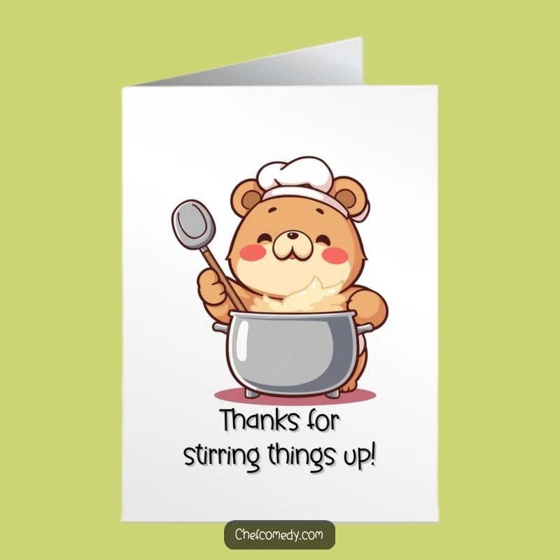 Free Printable Bear Chef Thank You Card: Funny Downloadable Gift for Heartfelt Thanks!
