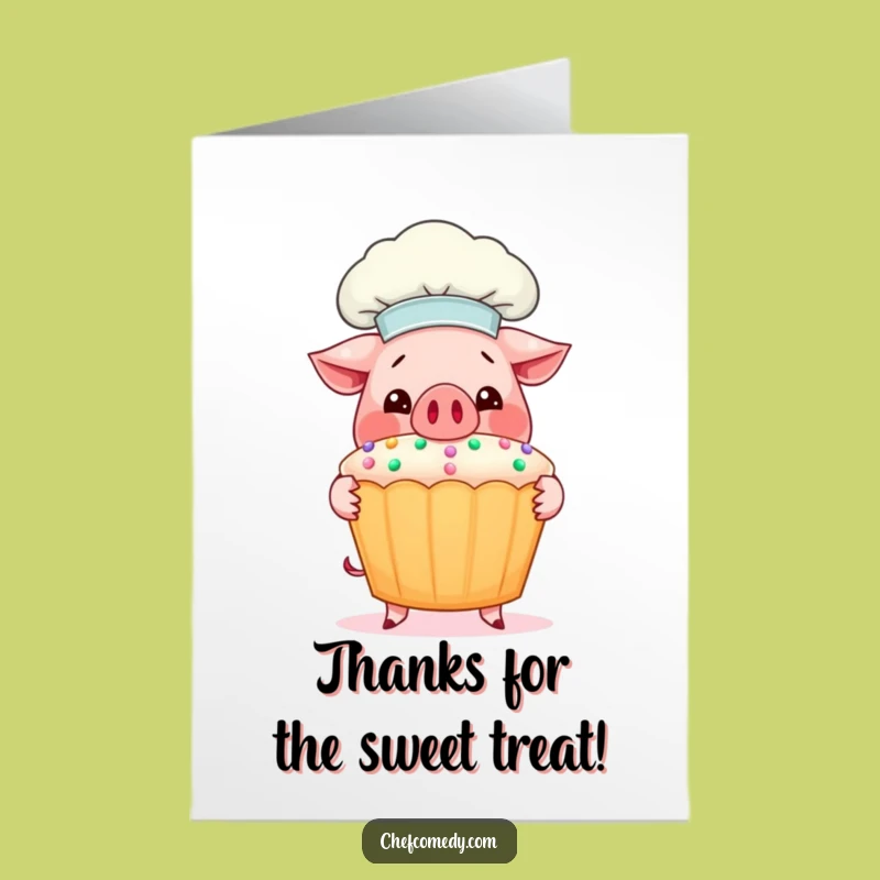 Free Printable Pig Chef Thank You Card: Humorous Downloadable Gift for Foodies!