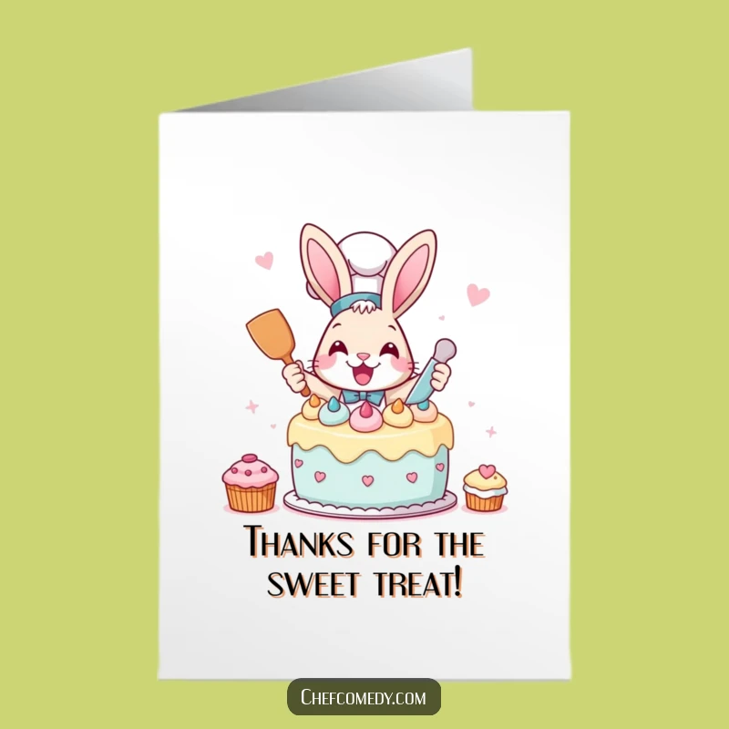 Free Printable Rabbit Chef Thank You Card: Funny Downloadable Gift of Gratitude