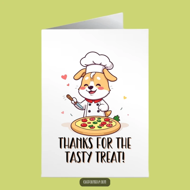 Free Printable Kawaii Dog Chef Thank You Card - Pizza Making Gratitude!