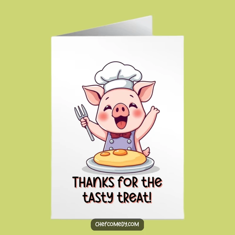 Free Printable Happy Pig Chef Pancake Thank You Card - Downloadable DIY Appreciation