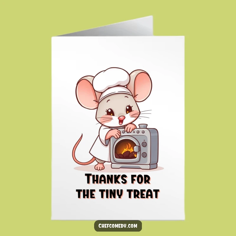 Free Printable Thank You Card: Mouse Chef Oven Effort, Funny Downloadable Gift