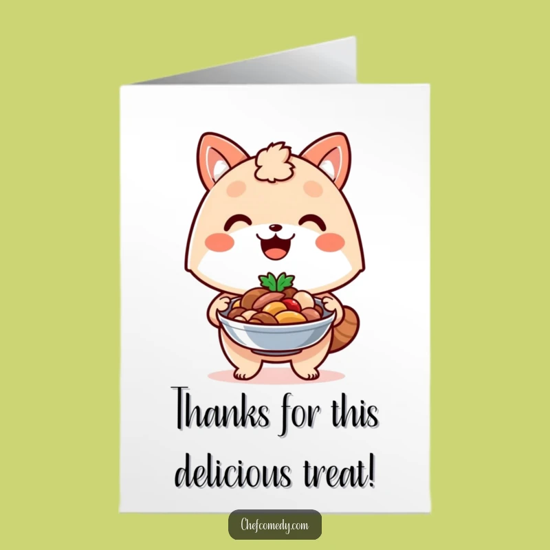 Free Printable Thank You Card: Proud Chef Animal Serving Dish, Funny Downloadable Appreciation Gift