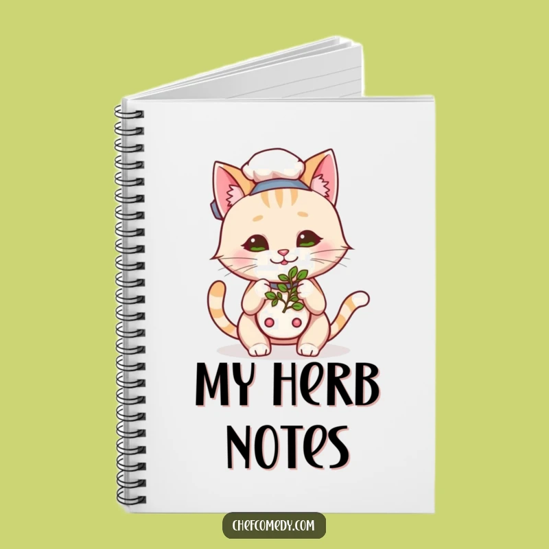 Funny Kawaii Cat Chef Notebook: Jot Down Ideas Inspired by Fragrant Herbs
