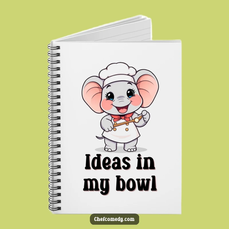 Funny Elephant Chef Notebook: Happy Baker Holding Giant Spoon, Journaling Fun Gift