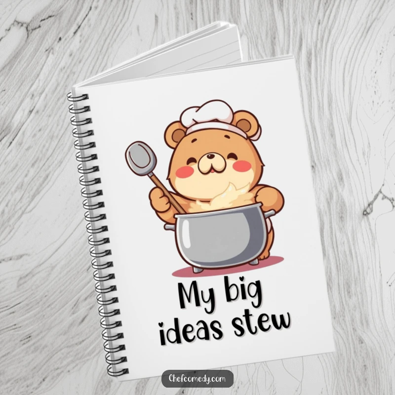 Funny Bear Chef Notebook: An enthusiastic bear stirs a bubbling pot, inspiring recipes and notes.