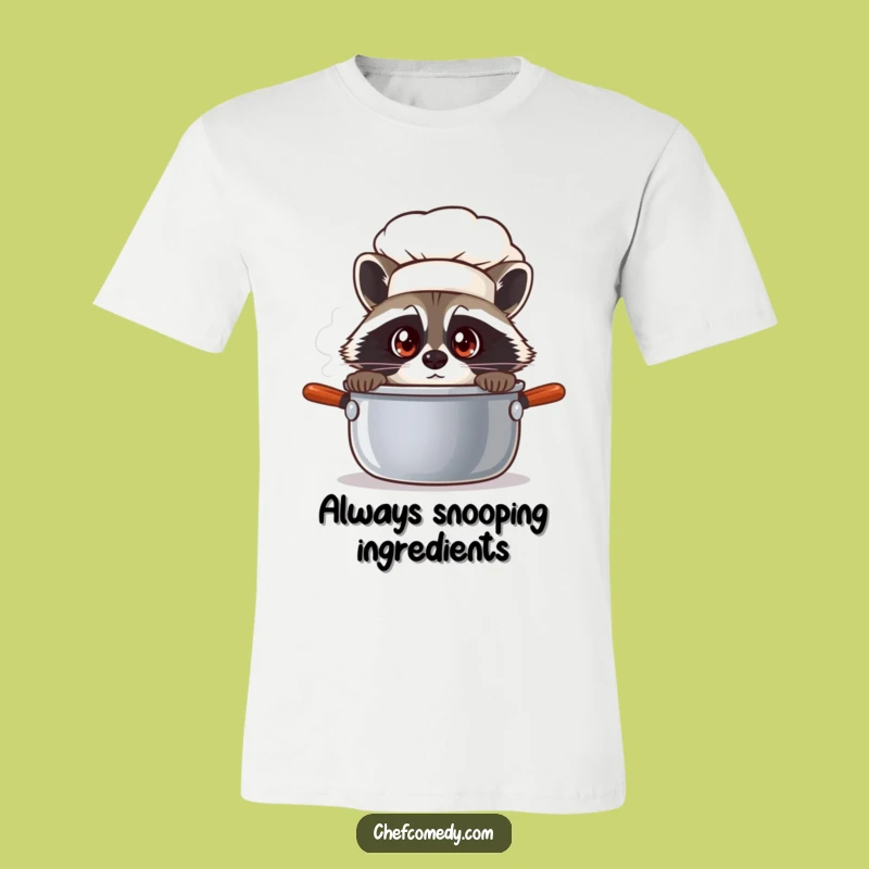 Funny Raccoon Chef T-Shirt - Curious Kitchen Shenanigans, Hilarious Tee