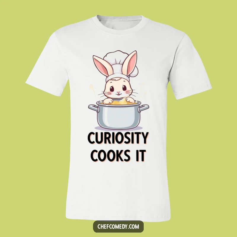 Funny Rabbit Chef Peeking Pot T-Shirt - Adorable & Humorous Apparel Gift
