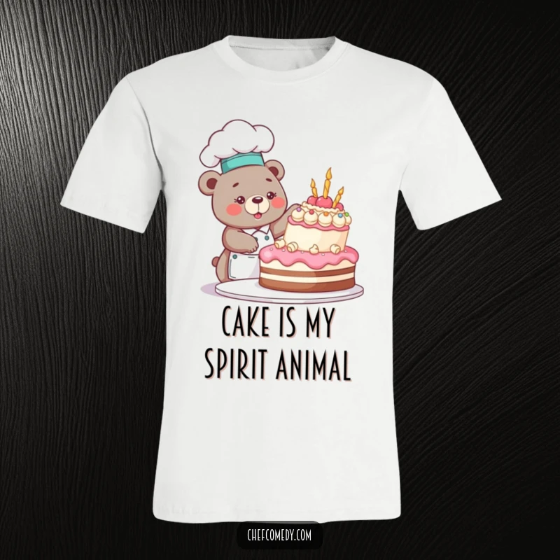 Funny bear chef character in a kitchen creating a masterpiece cake, holding a piping bag with a gleeful, slightly messy look.