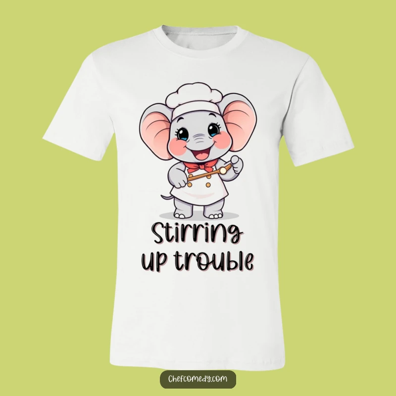 Funny Elephant Chef T-Shirt: Happy Baker Holding Giant Spoon, Hilarious Animal Gift