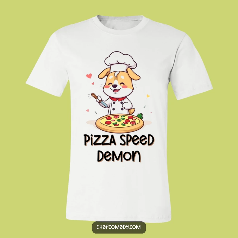 Funny Kawaii Dog Chef T-Shirt: Express Your Inner Speedy Pizza Artist with Joy
