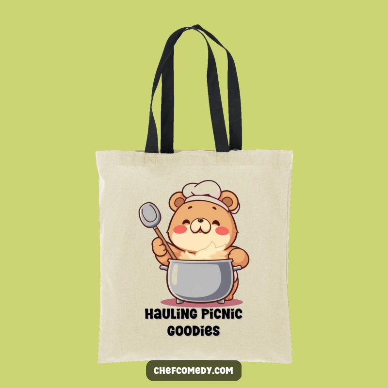 Funny Bear Chef Tote Bag: Carry Your Goods with an Enthusiastic Bear