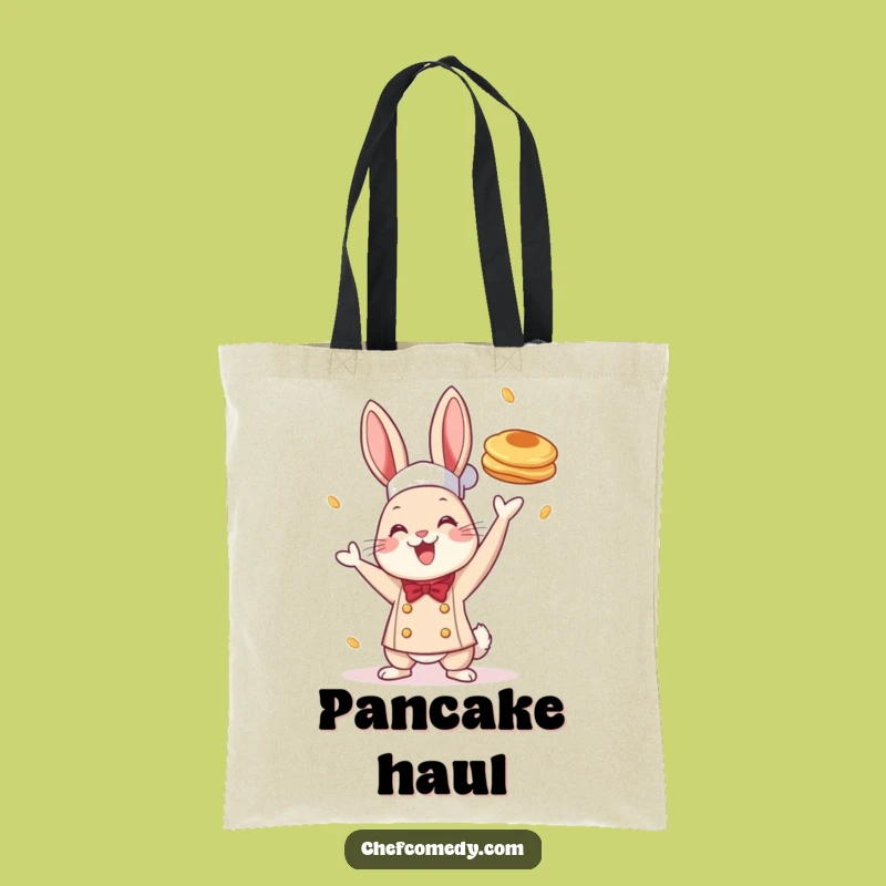 Funny Chef Rabbit Pancake Tote Bag: Breakfast Carry-all, Perfect Funny Gift