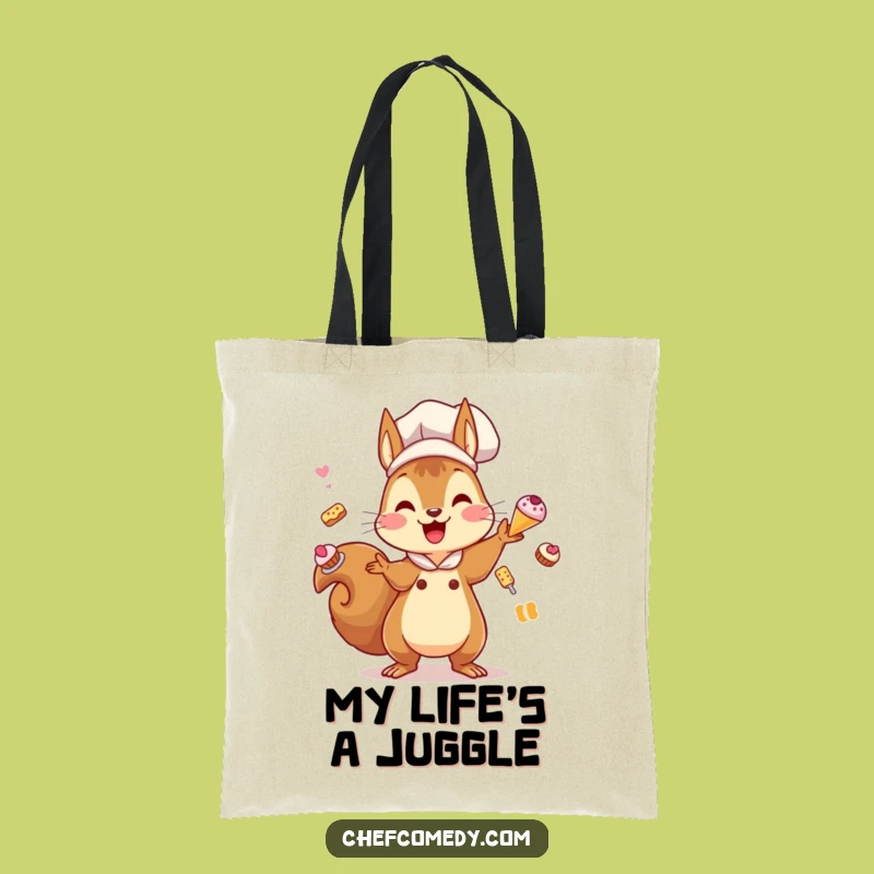 Funny Kawaii Squirrel Chef Tote Bag: Carry Your Pastries in Style, Great Gift!