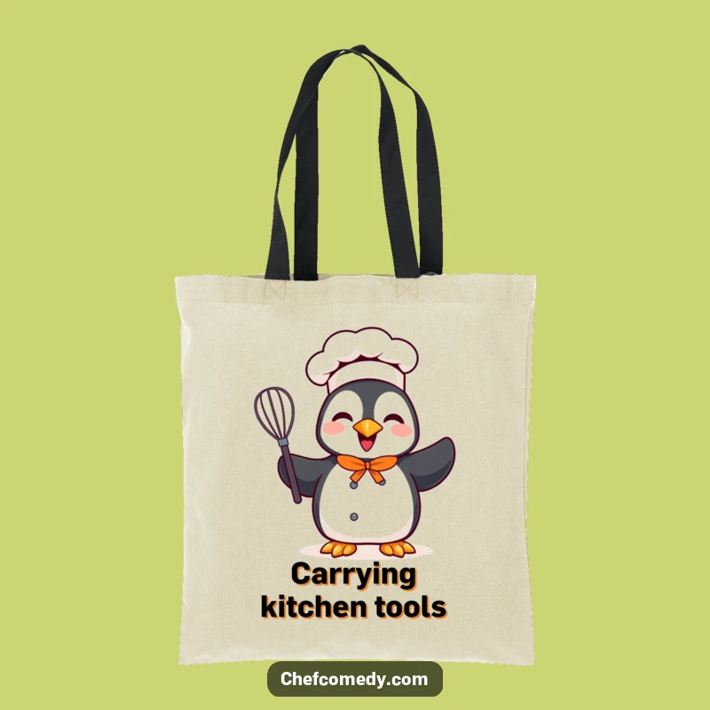 Funny Penguin Chef Tote Bag - Carry Your Kitchen Style with Cheer